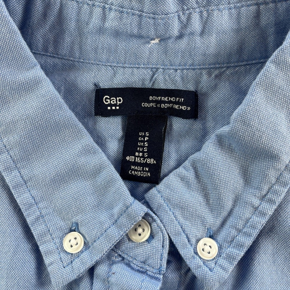Gap Oxford Shirt S Blue Boyfriend Fit Button Down Top Capsule Wardrobe Layering - Picture 4 of 11
